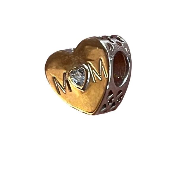 Authentic Pandora Rose Gold tone Mother Mom Heart Charm Bead ALE MET - Picture 4 of 8